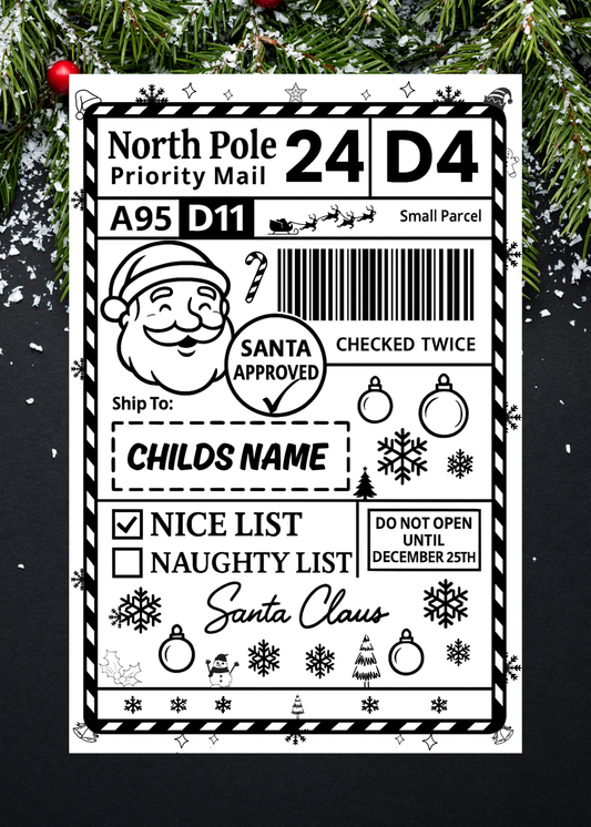 🎅 x10 Personalised Christmas Postage Labels – From Santa’s Workshop (A)